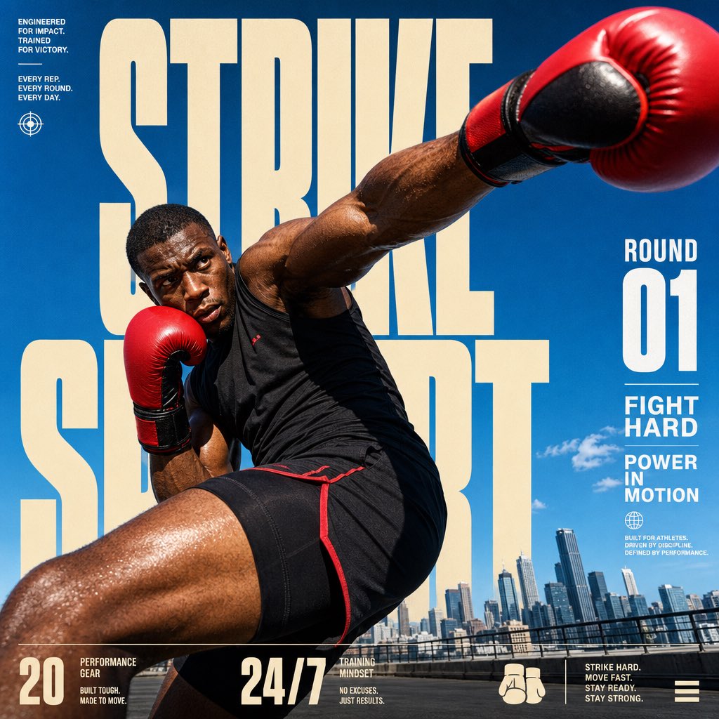 为 STRIKE SPORT 制作一张 4:5 满版编排动作海报