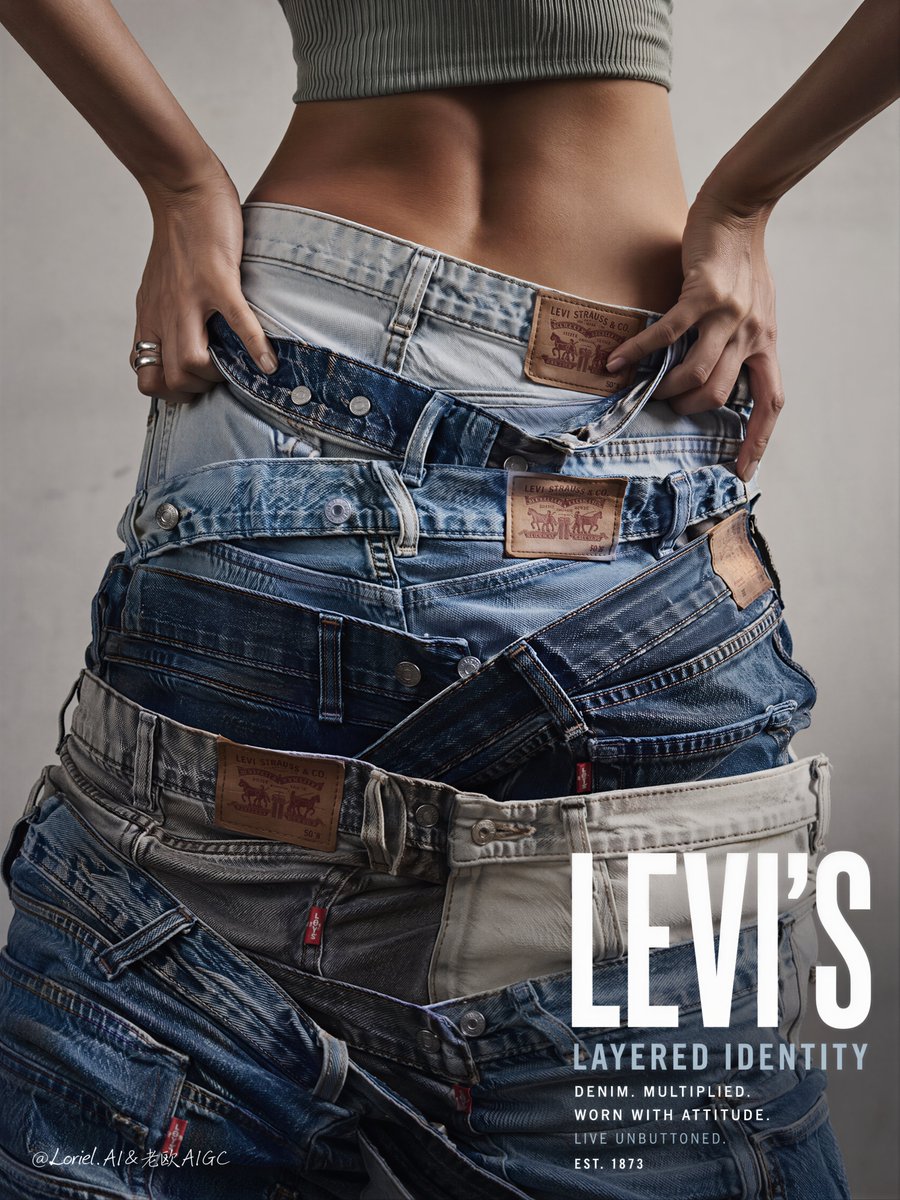 Levi’s 丹宁服饰制作一张超高端的时尚大片广告海报
