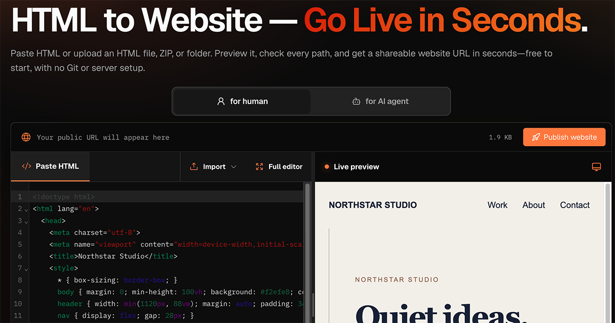 HtmlToWebsite