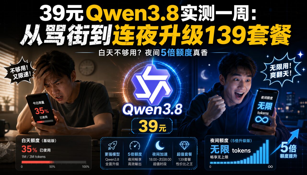 39元Qwen3.8实测一周：从骂街到连夜升级139套餐