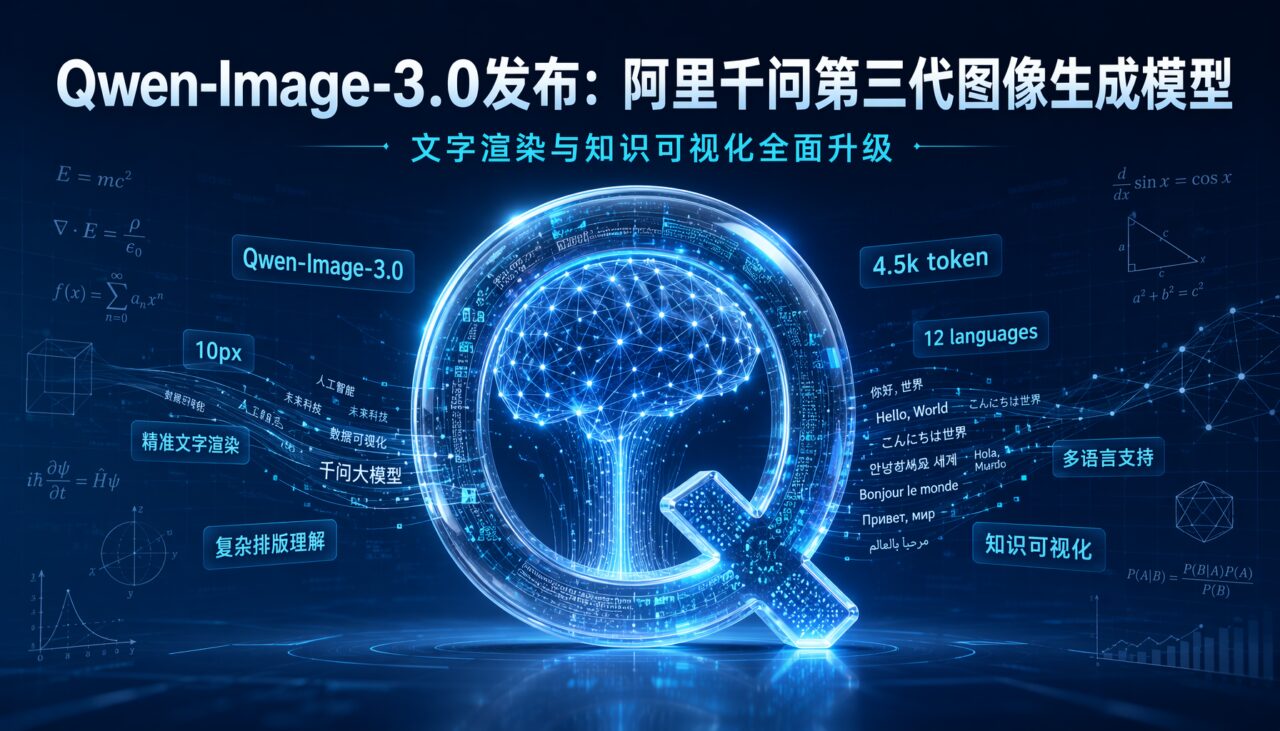 Qwen-Image-3.0发布：阿里千问第三代图像生成模型，文字渲染与知识可视化全面升级