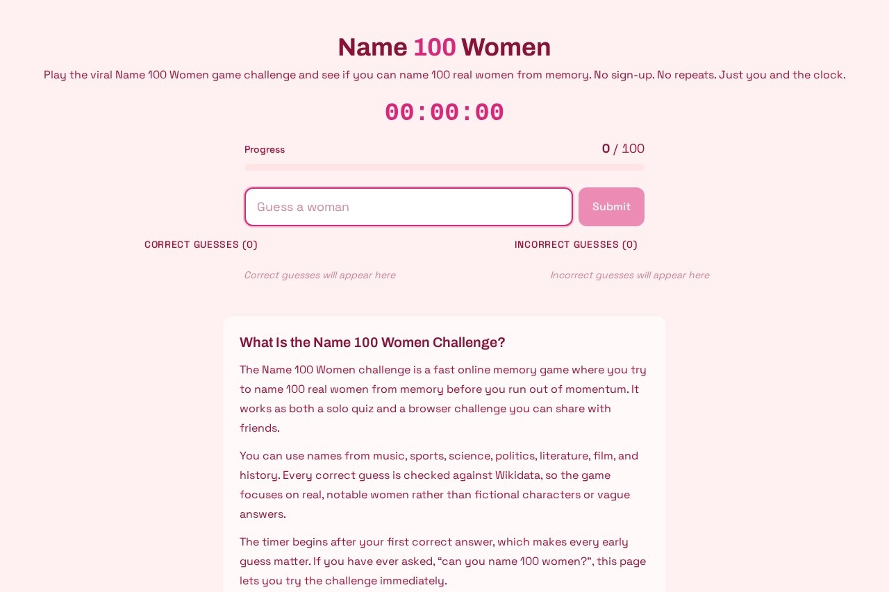 Name 100 Women