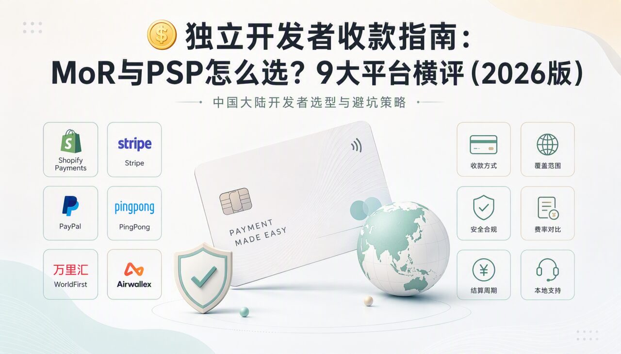 🪙 独立开发者收款指南：MoR与PSP怎么选？9大平台横评（2026版）