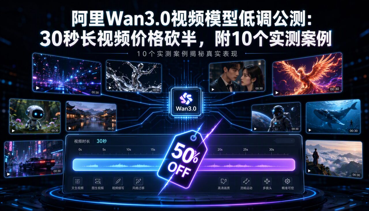 阿里Wan3.0视频模型低调公测：30秒长视频价格砍半，附10个实测案例