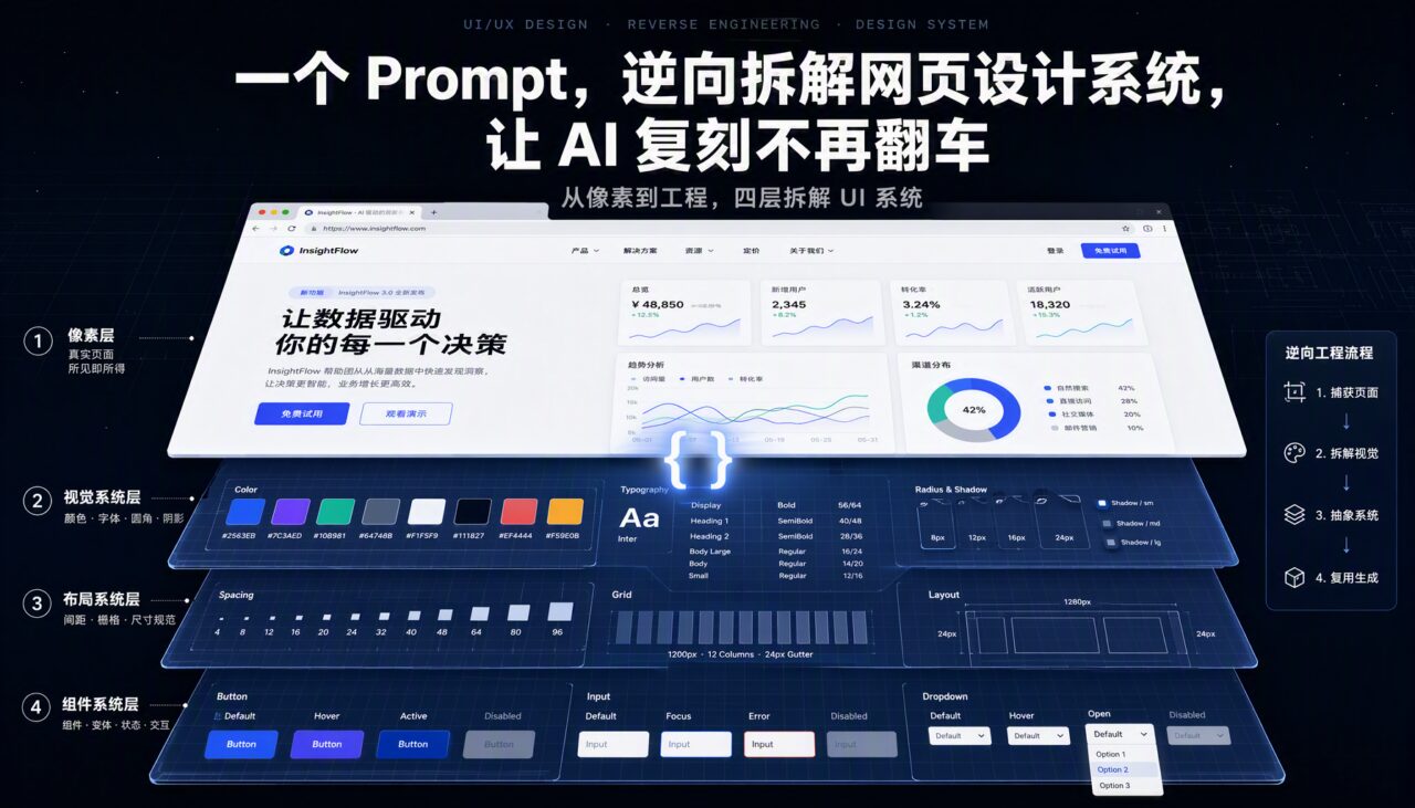 一个 Prompt，逆向拆解网页设计系统，让 AI 复刻不再翻车